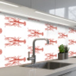 Kreeften - Rood - Patroon keuken achterwand 2 middel -3d_schuin