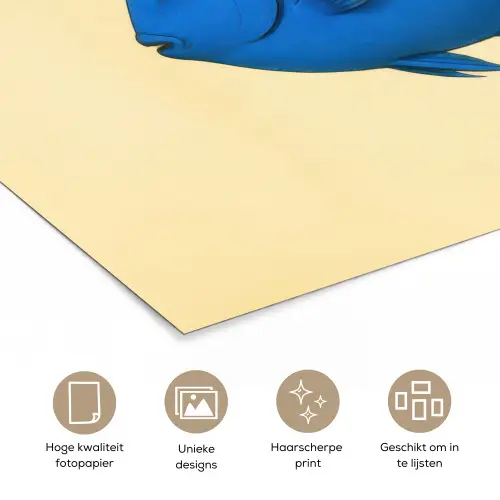 Blauw - Dory - Vis - Staartvin poster papier klein -closeup_NL