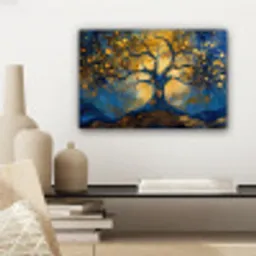 Boom - Levensboom - Blauw - Goud canvas 2cm klein -sfeer6