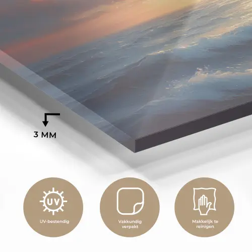 Meeuwen - Zonsondergang - Zee - Wolken plexiglas 5mm klein -sfeer2