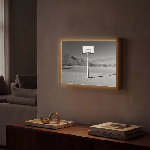 Basketbalpaal - Landschap - Zand - Wit Light Box met batterij (Wandlamp) middel -sfeer1