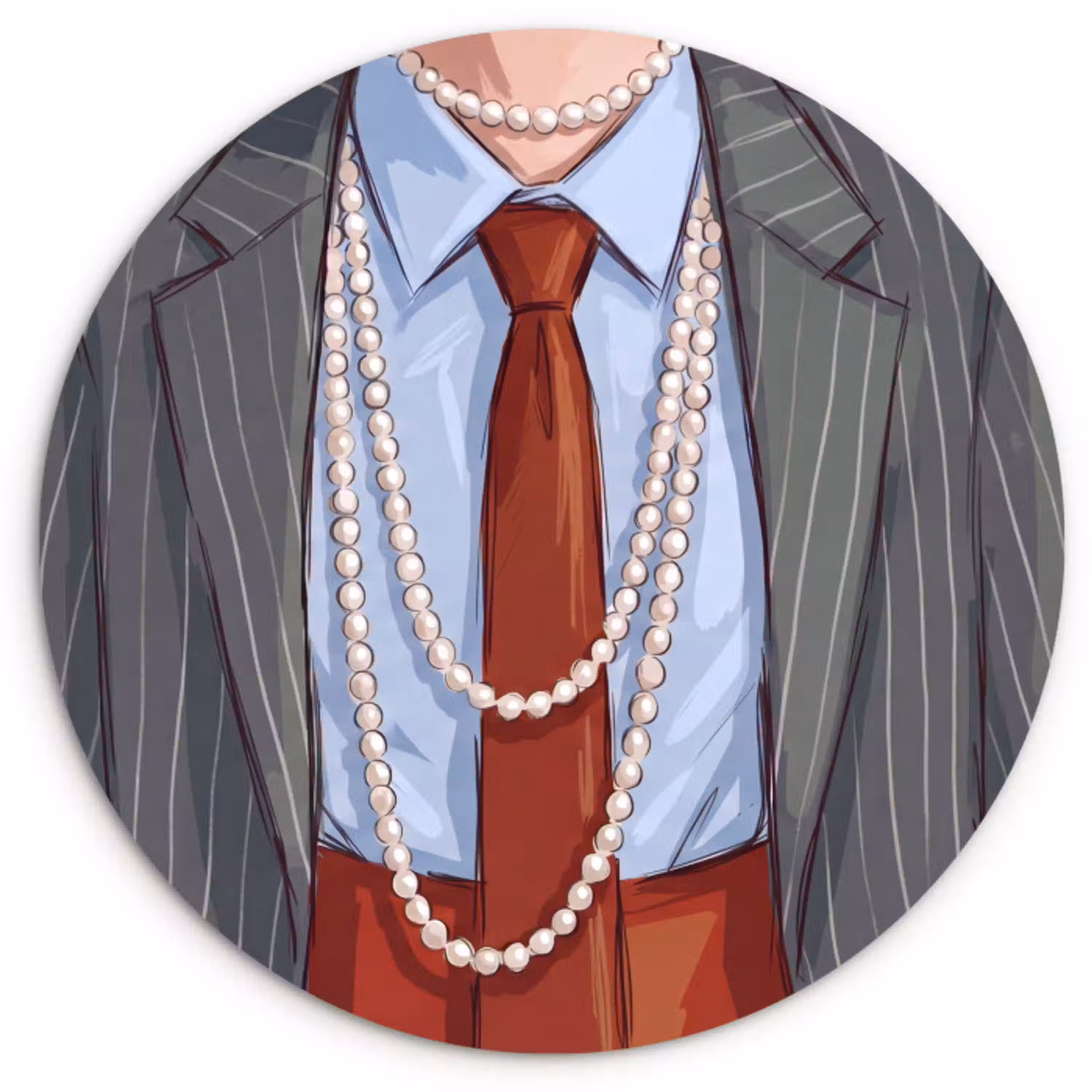 Kleding - Strik - Parels - Klassiek - Mode Wandcirkel kunststof plaat 5mm dik klein -3d