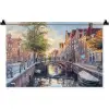 Brug - Stad - Huizen - Boot Wandkleed katoen klein -zz3d