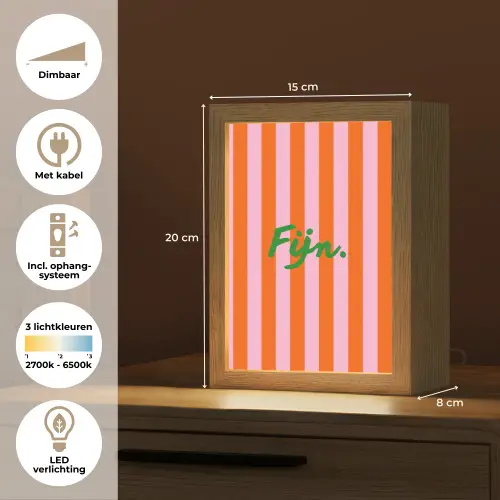 Patroon - Oranje - Fijn - Strepen Light Box met kabel (Tafellamp) klein -USP_NL