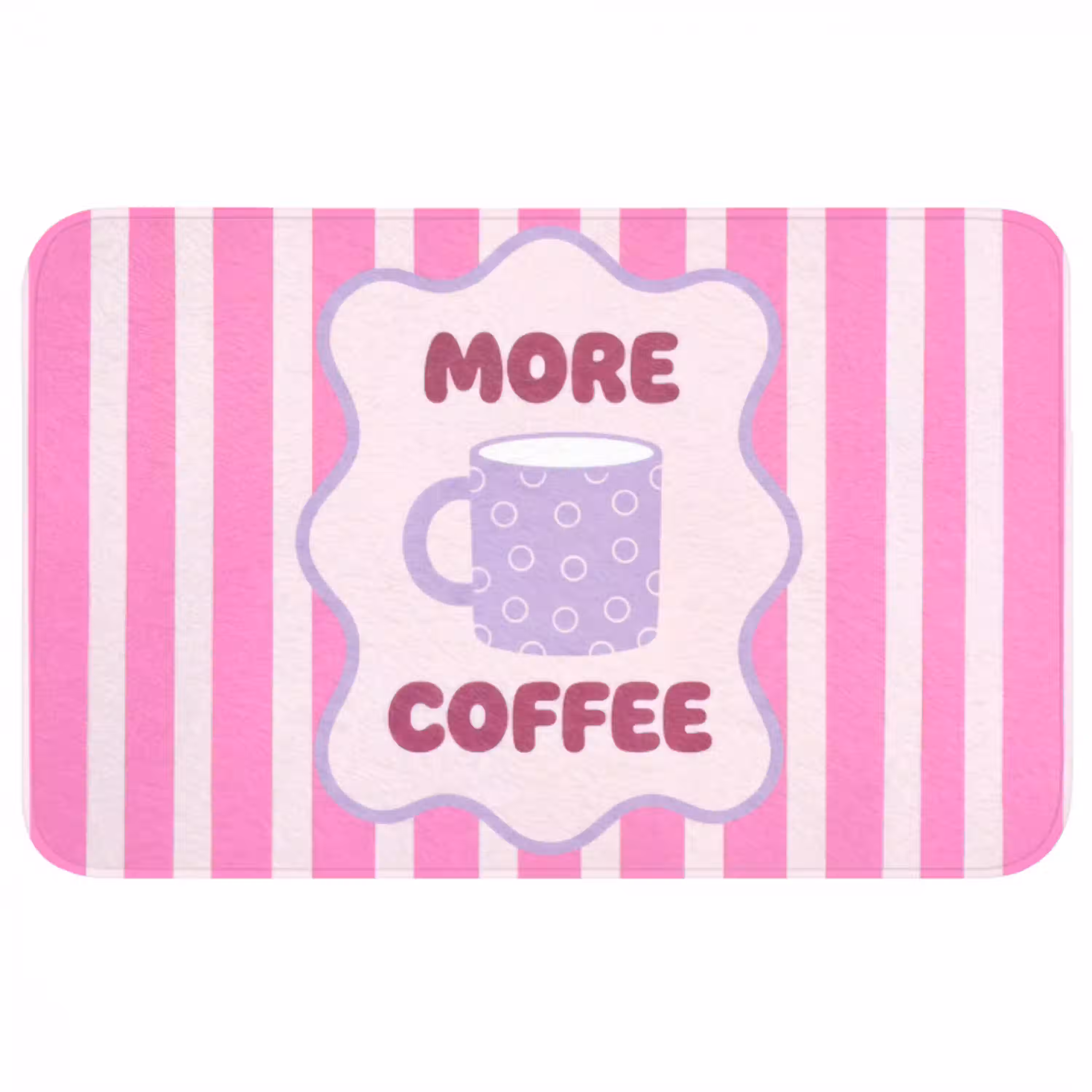 More coffee - Roze - Paars - Strepen - Mok Badmat middel -3d
