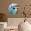 Kustdorp - Schilderij - Rotsen - Boten Wandcirkel behangsticker klein -sfeer1