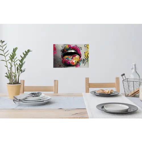 Lippen - Graffiti - Expressief Muursticker klein -eettafel