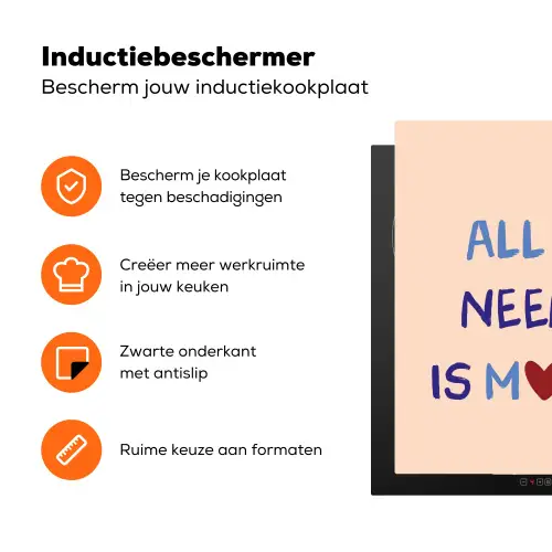 Moeder - Tekst - Hartje - Rood Inductie beschermer vinyl 3mm middel -zzzzzzz-td-ups