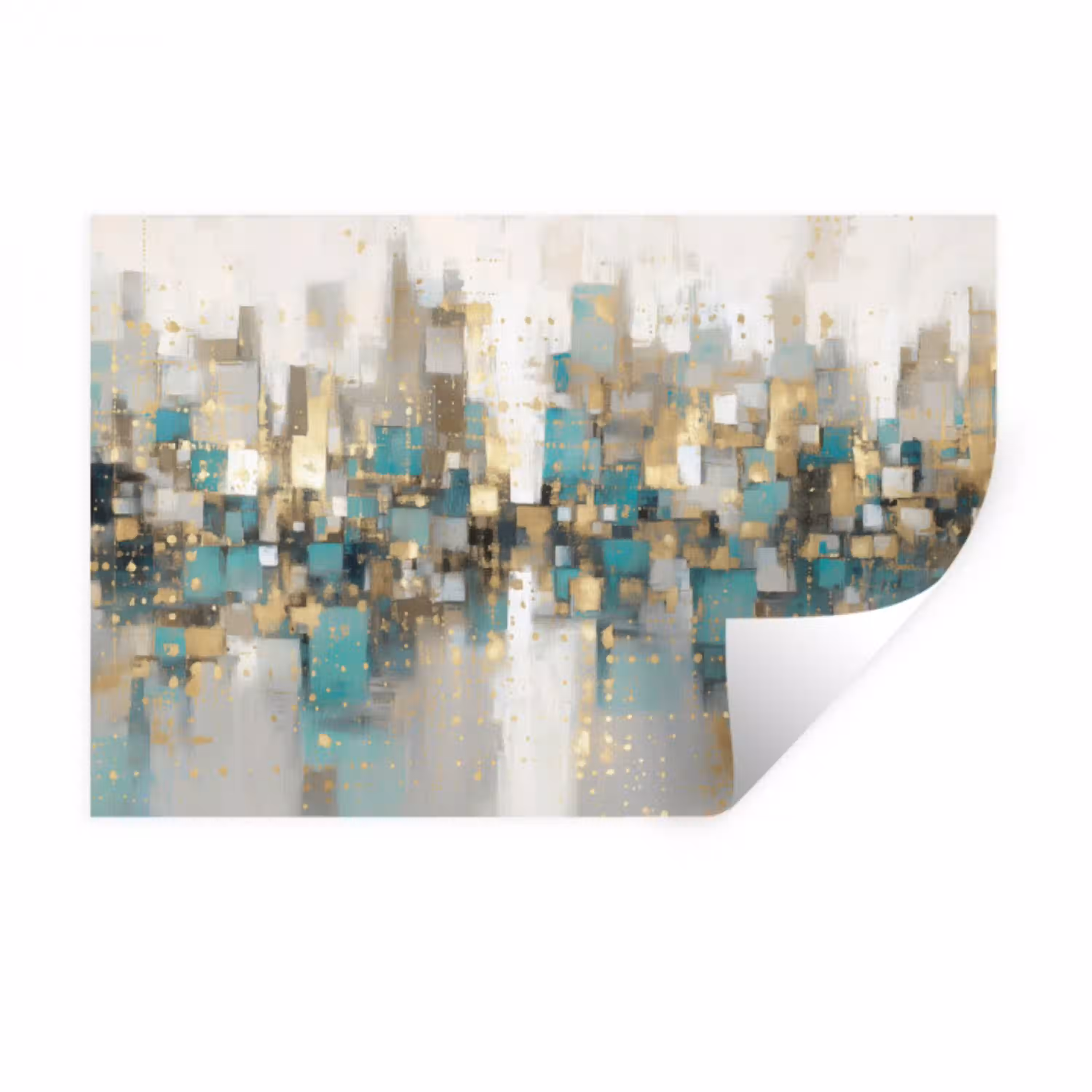 Abstract - Blokken - Goud - Skyline Muursticker klein -3d