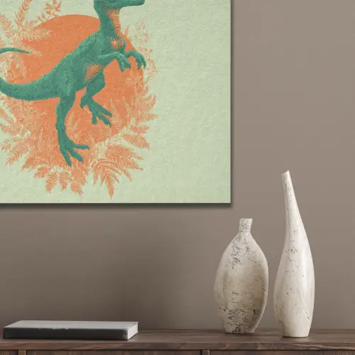 Dinosaurus - Groen - Planten - Cirkel PET vilt klein -sfeer6_closeup