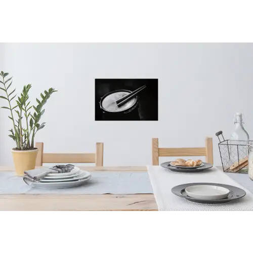 Trommel - Close-up - Drumstokken - Zwart Muursticker klein -eettafel