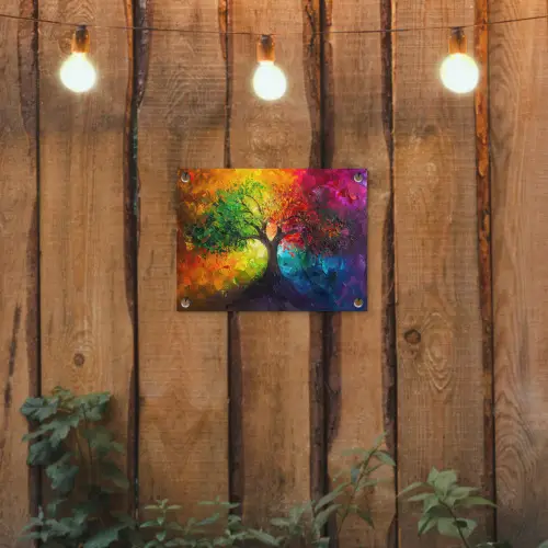 Boom - Kleurrijk - Modern - Abstract tuinposter los doek klein -sfeer1