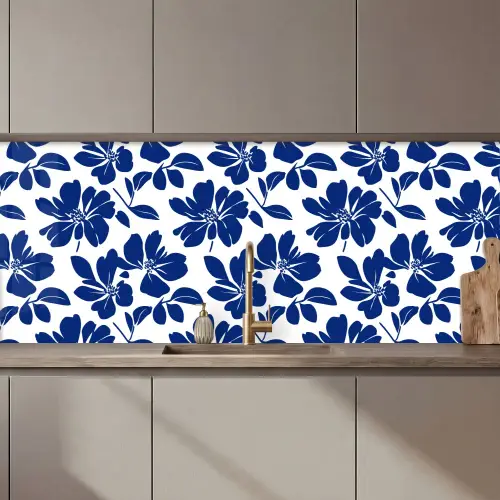 Floraal - Modern - Blauw keuken achterwand 2 middel 871 zz_3dshopping