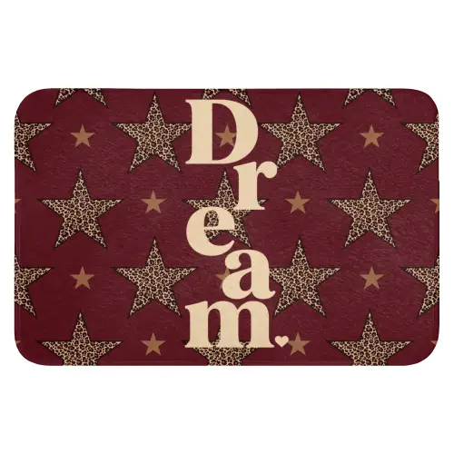 Sterren - Luipaardprint - Dream - Bordeaux Badmat klein -3d