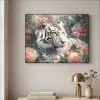 Tijger - Wilde dieren - Bloemen - Jungle Textielframe zwart klein -sfeer2