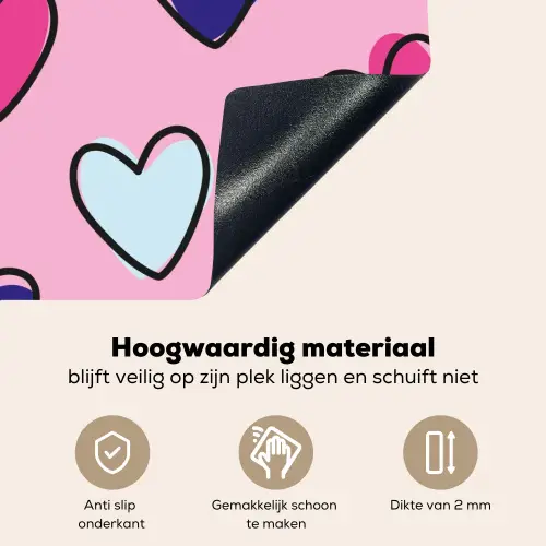 Hartjes - Valentijn - Patroon - Kleurrijk Inductie beschemer met haakjes klein -ky-onderkant-nl