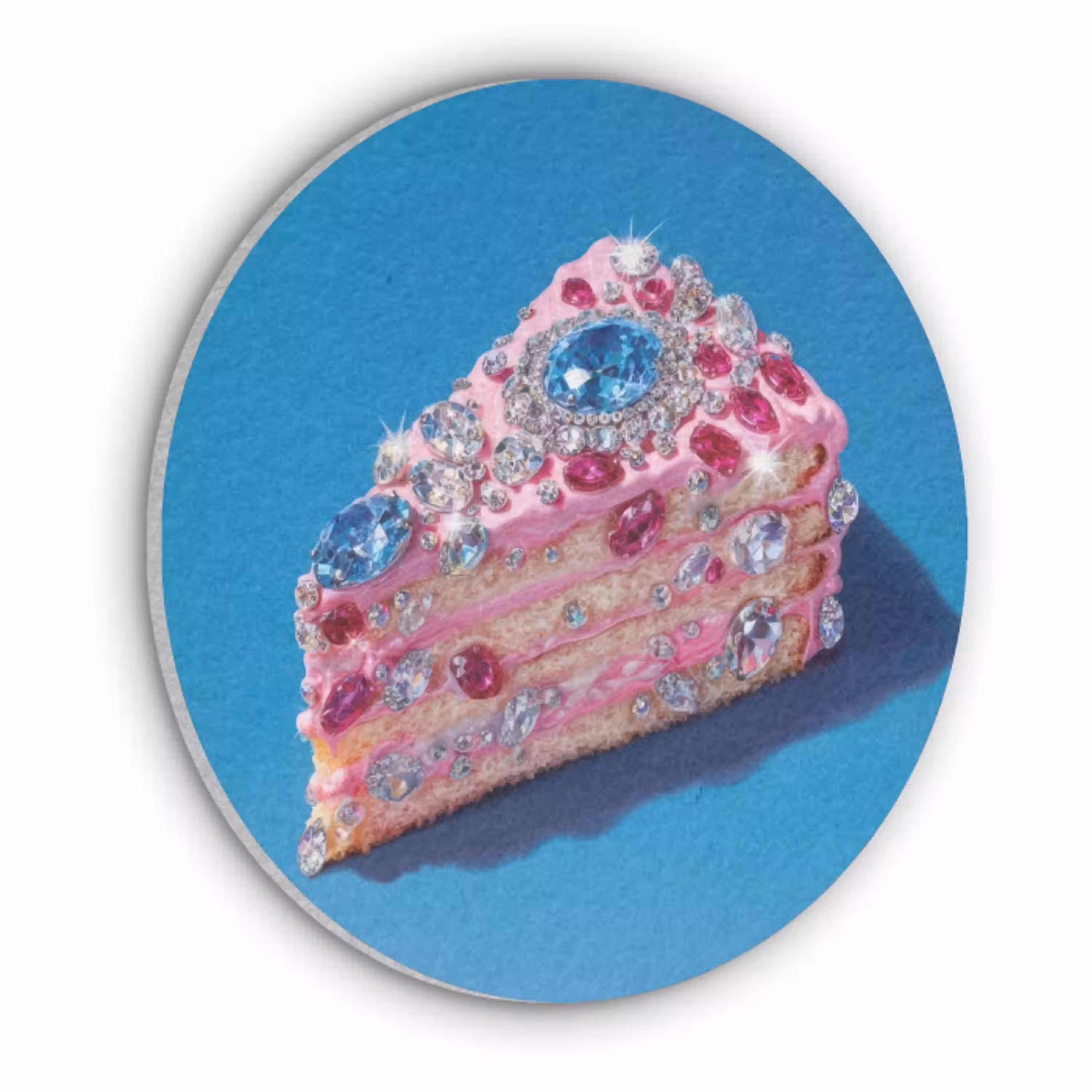 Taart - Edelstenen - Glitters - Roze Akoestische PET Vilt - Rond klein -3d