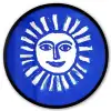 Zon - Gezicht - Penseelstructuur - Blauw Fotolijst rond zonder passe partout klein -3d