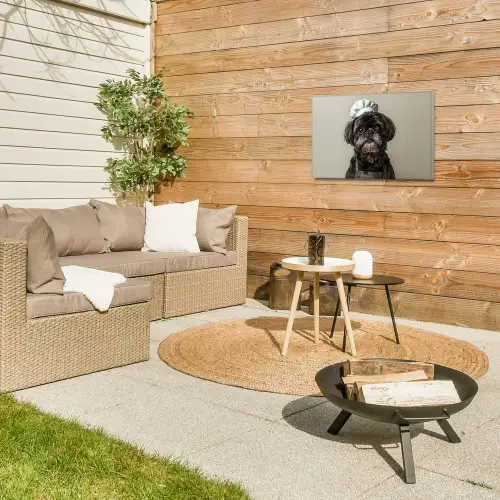 Kokskleding - Zwart - Hondje Tuinposter op houten frame 2 cm dik klein -sfeer2