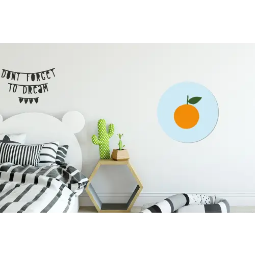 Fruit - Sinaasappel - Oranje Wandcirkel aluminium klein -kinderkamer