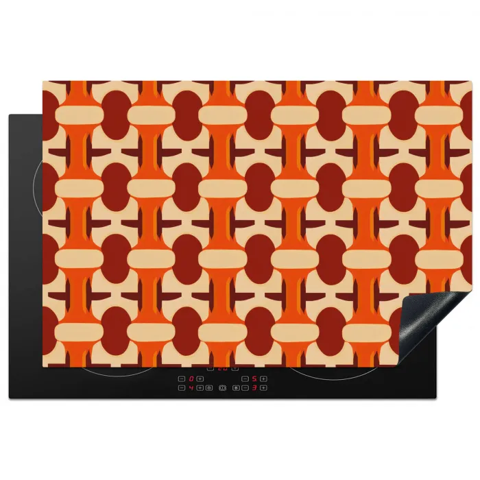 Geometrisch - Retro - Oranje Inductie beschermer vinyl 3mm klein 276 -3d