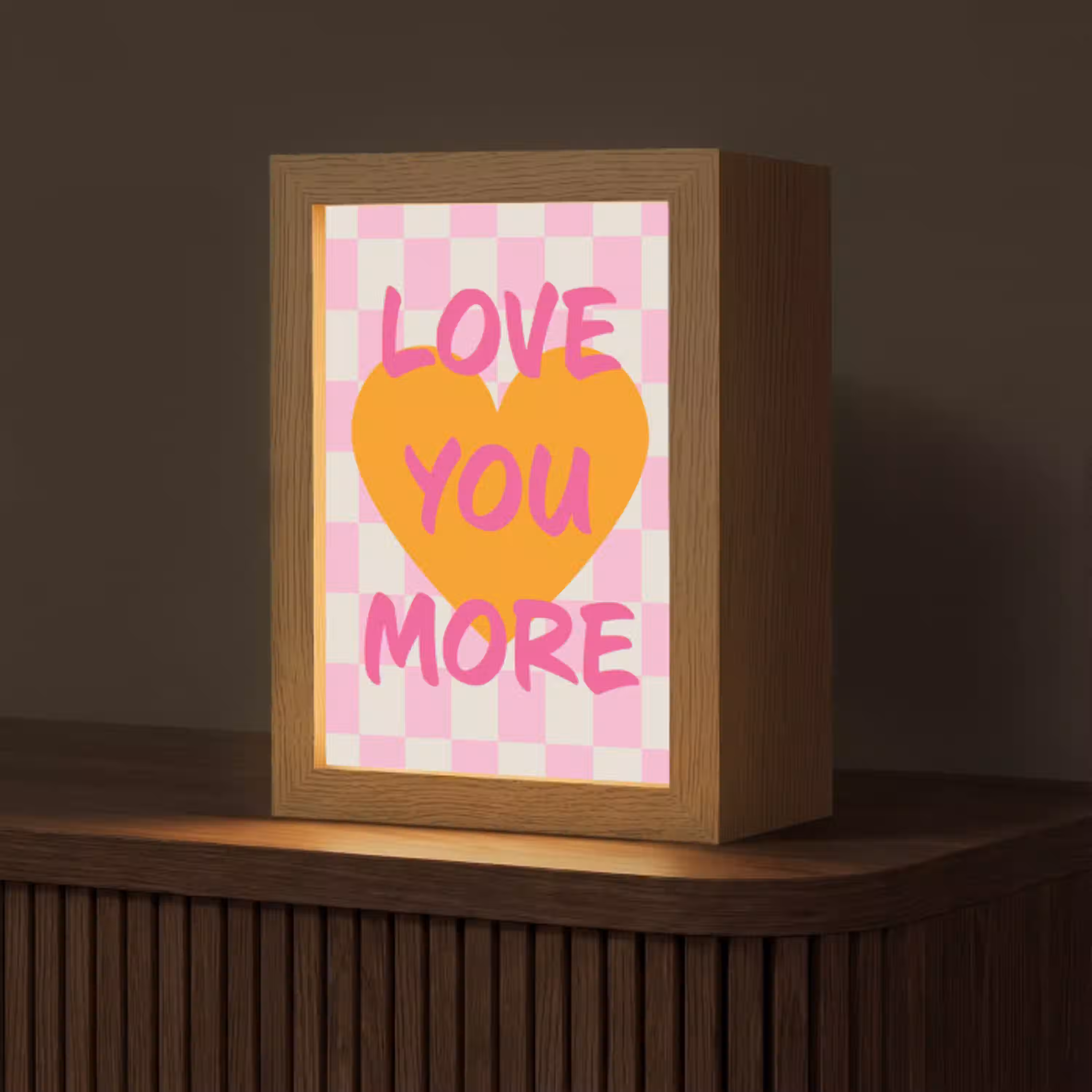 Valentijn - Love - Roze - Oranje Light Box met kabel (Tafellamp) klein -z3d_website
