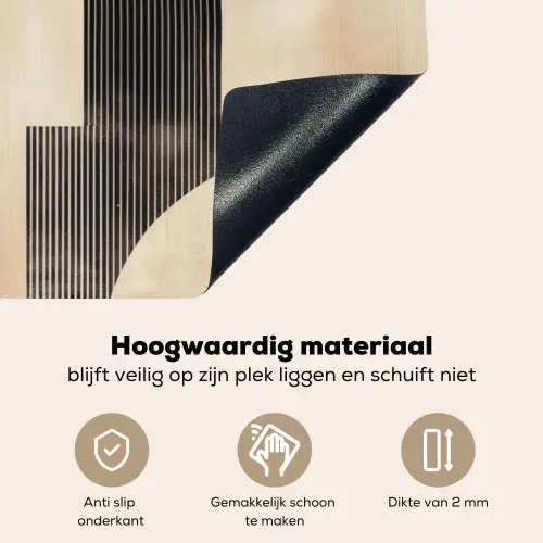 Boog -  Strepen - Minimalistisch - Zwart Inductie beschemer met haakjes klein -ky-onderkant-nl