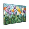 Mozaïek - Veld - Tulpen - Kleurrijk Tuinposter op houten frame 2 cm dik klein -3d
