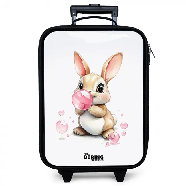 Bruin konijntje met roze bellen Kinderkoffer - Zwart klein -zzz_website3d