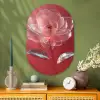 Sierlijk - Bloem - Roze - Glazen Wandcirkel Ovaal Glas middel -sfeer2