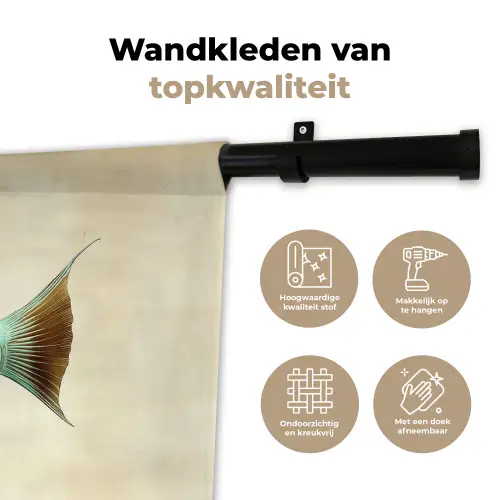 Schubben - Vis - Mint - Minimalistisch Wandkleed katoen klein -sfeer2