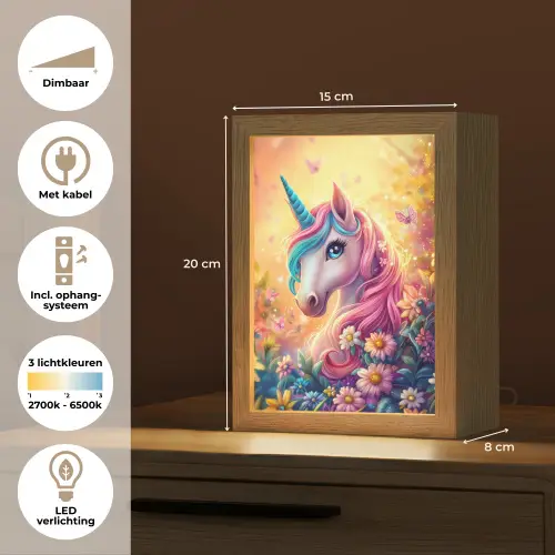 Eenhoorn - Roze - Kleurrijk - Sprookjesbos Light Box met kabel klein -USP_NL