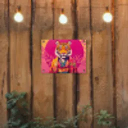 Tijger - Kimono - Planten - Roze tuinposter los doek klein -sfeer1