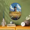 Windmolen - Heuvel - Bloemen - Kleurrijk Wandcirkel Ovaal Forex klein -sfeer2