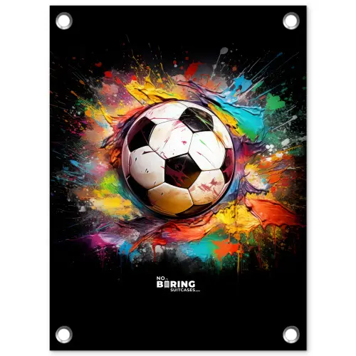 Voetbal omringd door verfklodders tuinposter los doek klein -3d