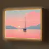 Zeilboot - Roze zee - Zonsondergang - Bergen Light Box met batterij (Wandlamp) middel -z3d_website