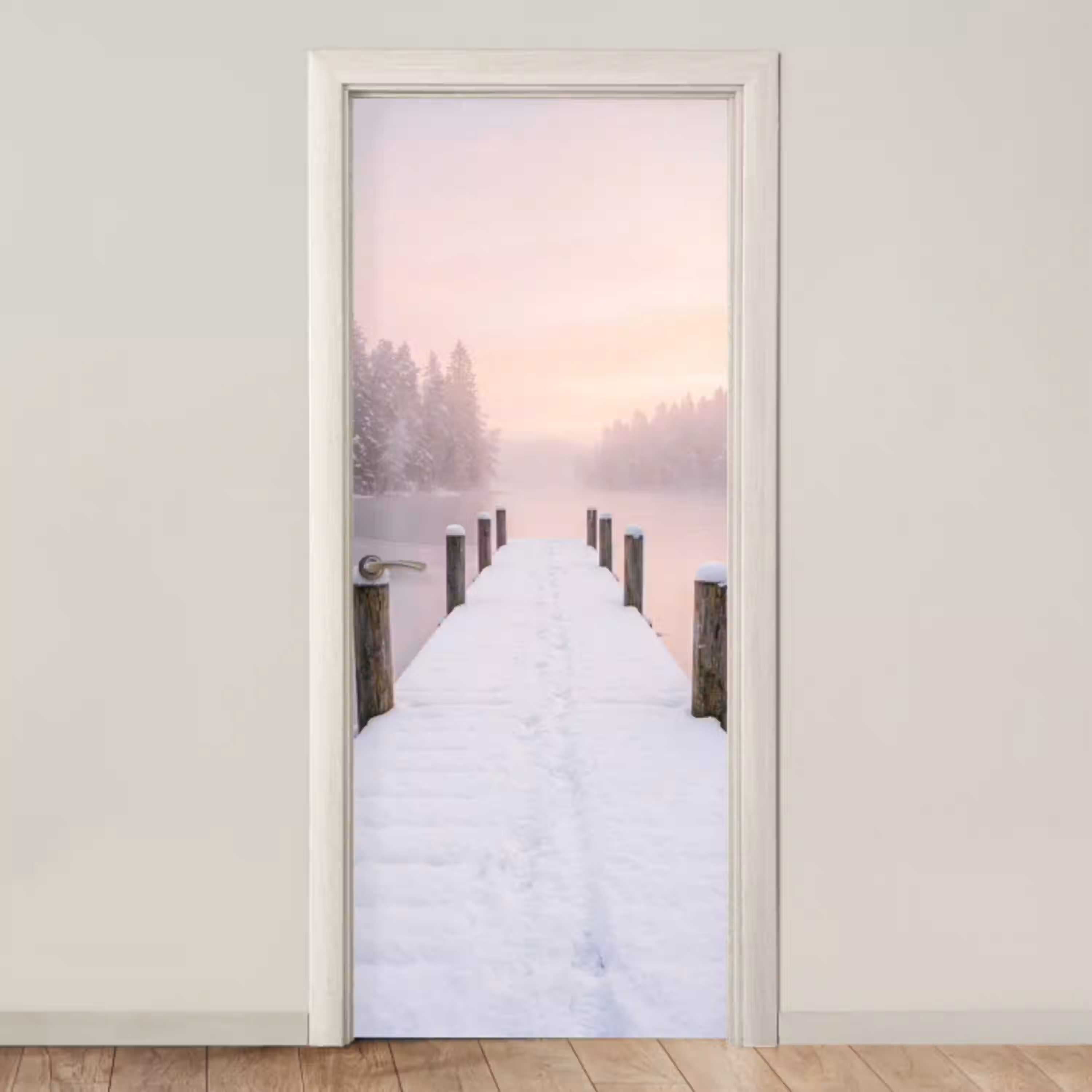 Steiger - Meer - Mist - Winter - Serene deurposter klein -3d_beige
