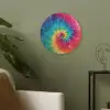 Regenboog - Tie dye - Kleurrijk - Blauw Akoestische PET Vilt - Rond klein -sfeer2