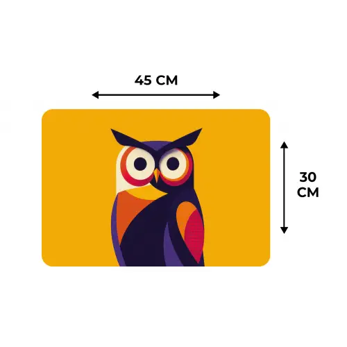 Uil - Grafisch - Kleurrijk - Ogen Placemat vinyl groot -specs