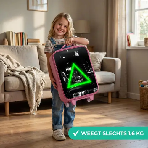 Felgroene driehoek Kinderkoffer - Roze klein -sfeer2_NL