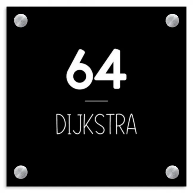 Naambordje voordeur - Vierkant - Zwart vlak - Modern