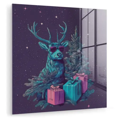 Rendier - Zonnebril - Neon - Kerstboom plexiglas 5mm klein -zzzproduct_nieuw