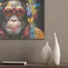 Chimpansee - Aap - dieren - Graffiti - Bril - Koptelefoon - Kleuren PET vilt klein -sfeer6_closeup