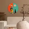 Retro - Jongen - Hond - Rood - Groen Wandcirkel kunststof plaat 5mm dik klein -sfeer1