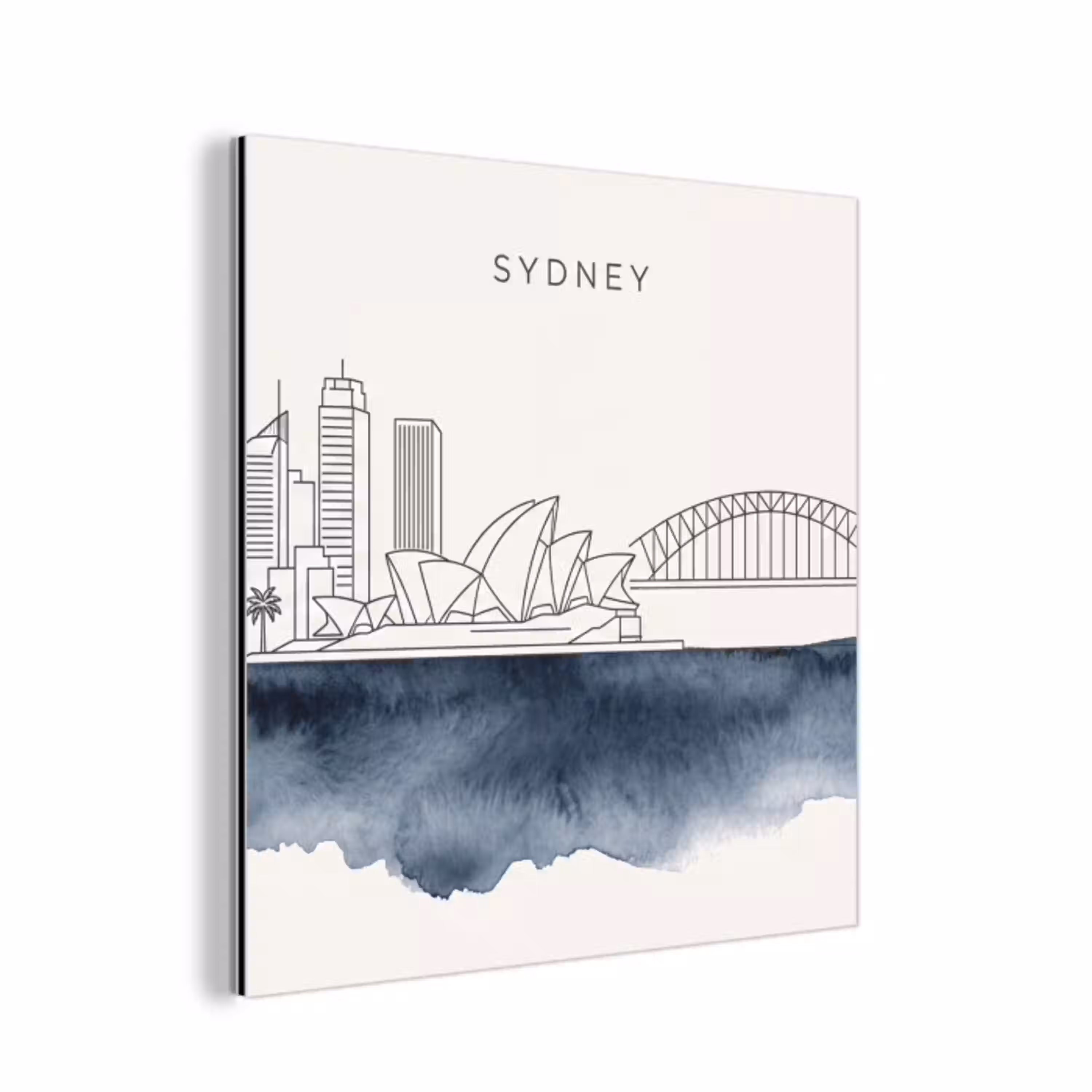 Stad - Skyline - Architectuur - Minimalistisch - Blauw aluminium wit klein -3d