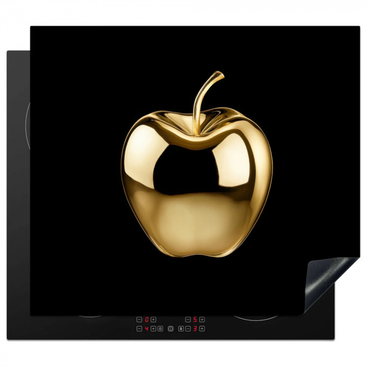 Appel - Goud - Chrome - Zwart Inductie beschermer vinyl 3mm middel -3d