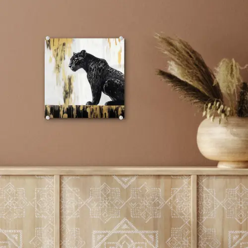 Panter - Zwart - Abstract - Goud plexiglas 5mm klein -sfeer5