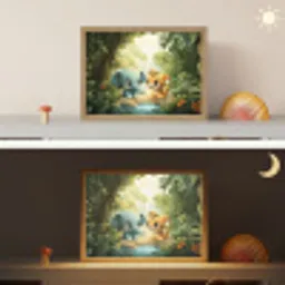 Olifant - Tijger - Bos - Jungle Light Box met batterij (Wandlamp kind) middel -sfeer3_kind