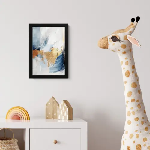 Goud - Blauw - Watercolor - Kunst - Modern fotolijst zwart zonder passe partout klein -usfeer4_kinderkamer