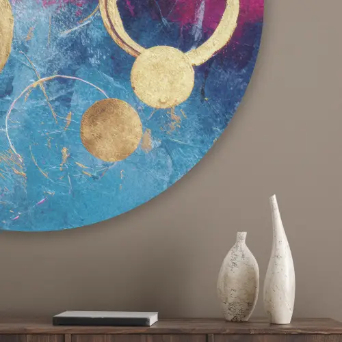 Cirkels - Goud - Abstract Akoestische PET Vilt - Rond klein -sfeer5_closeup